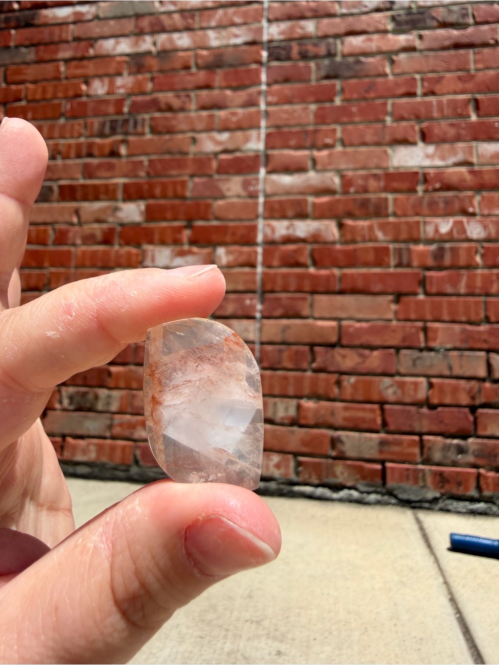 Tumbled Clear Quartz Crystal Palm Stone with Natural Inclusions